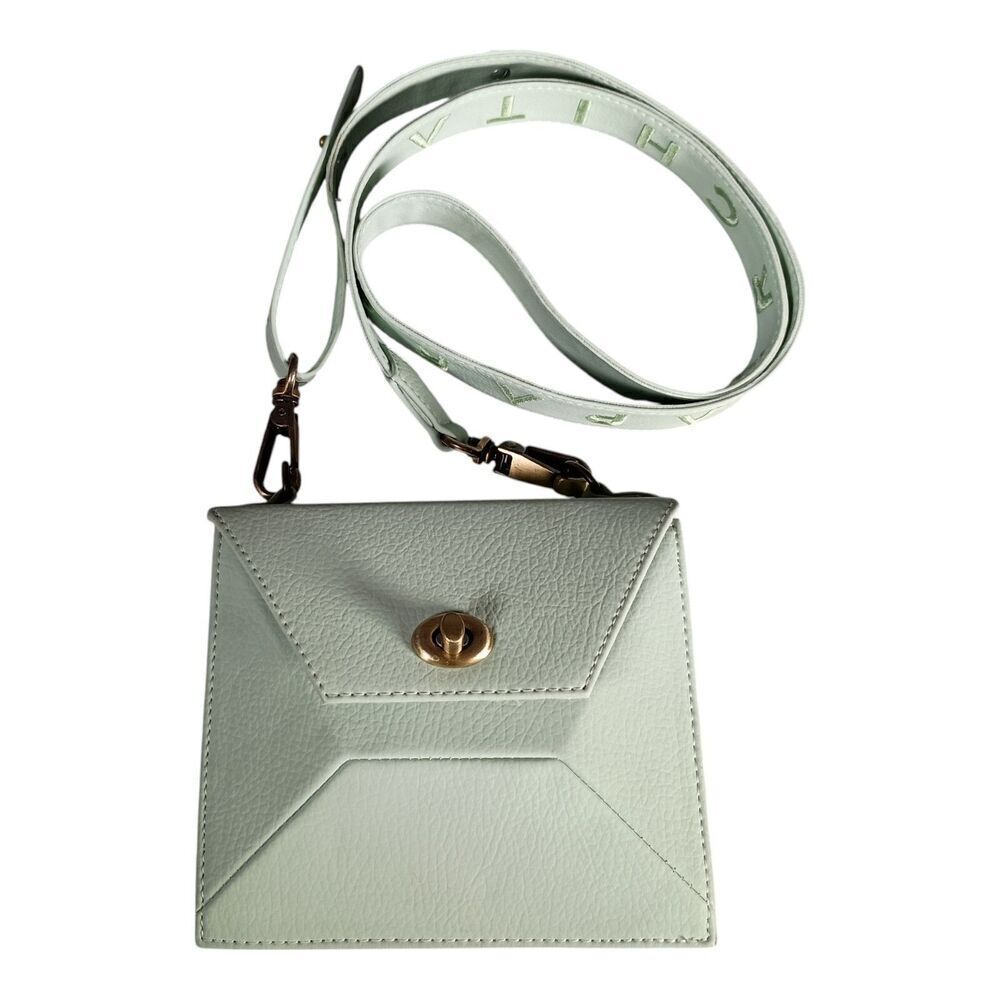 Parchita Shoulder Bag Purse Detachable Strap Mint Green Mini Vegan Leather